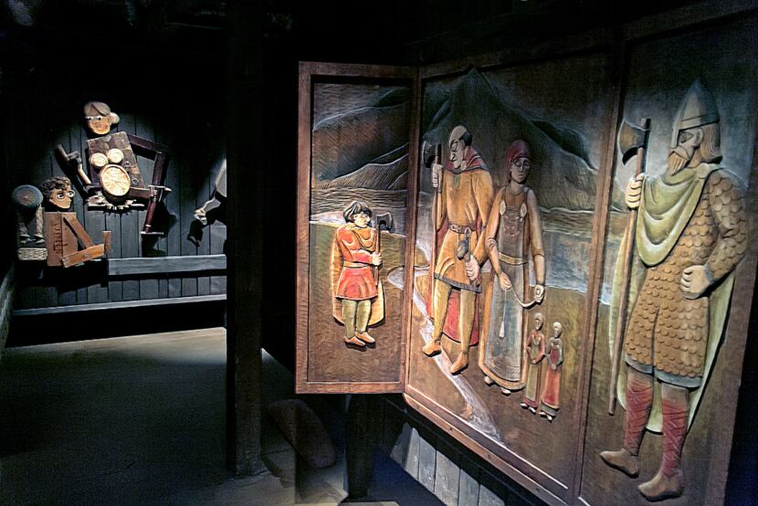 Egil's Saga is artistically interpreted at the Settlement Center in Borganes, Iceland.