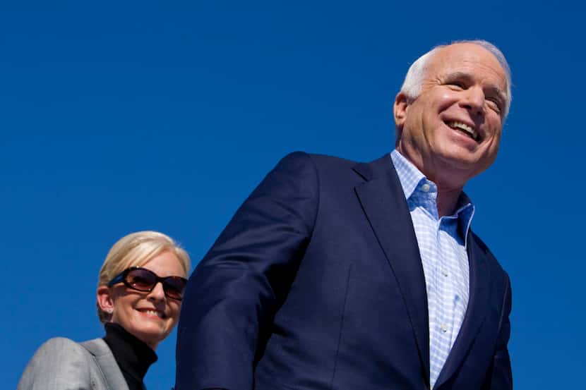 Sen. John McCain campaigns with his wife Cindy McCain during the 2008 election in...