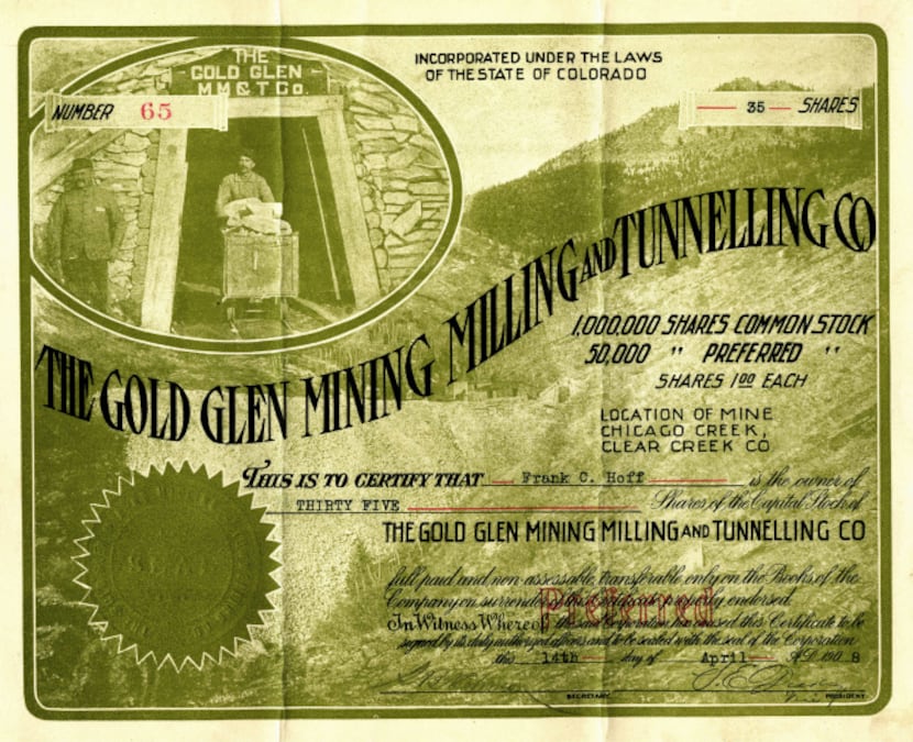 Some are still drawn to paper stocks, such as this certificate for the Gold Glen Mining...