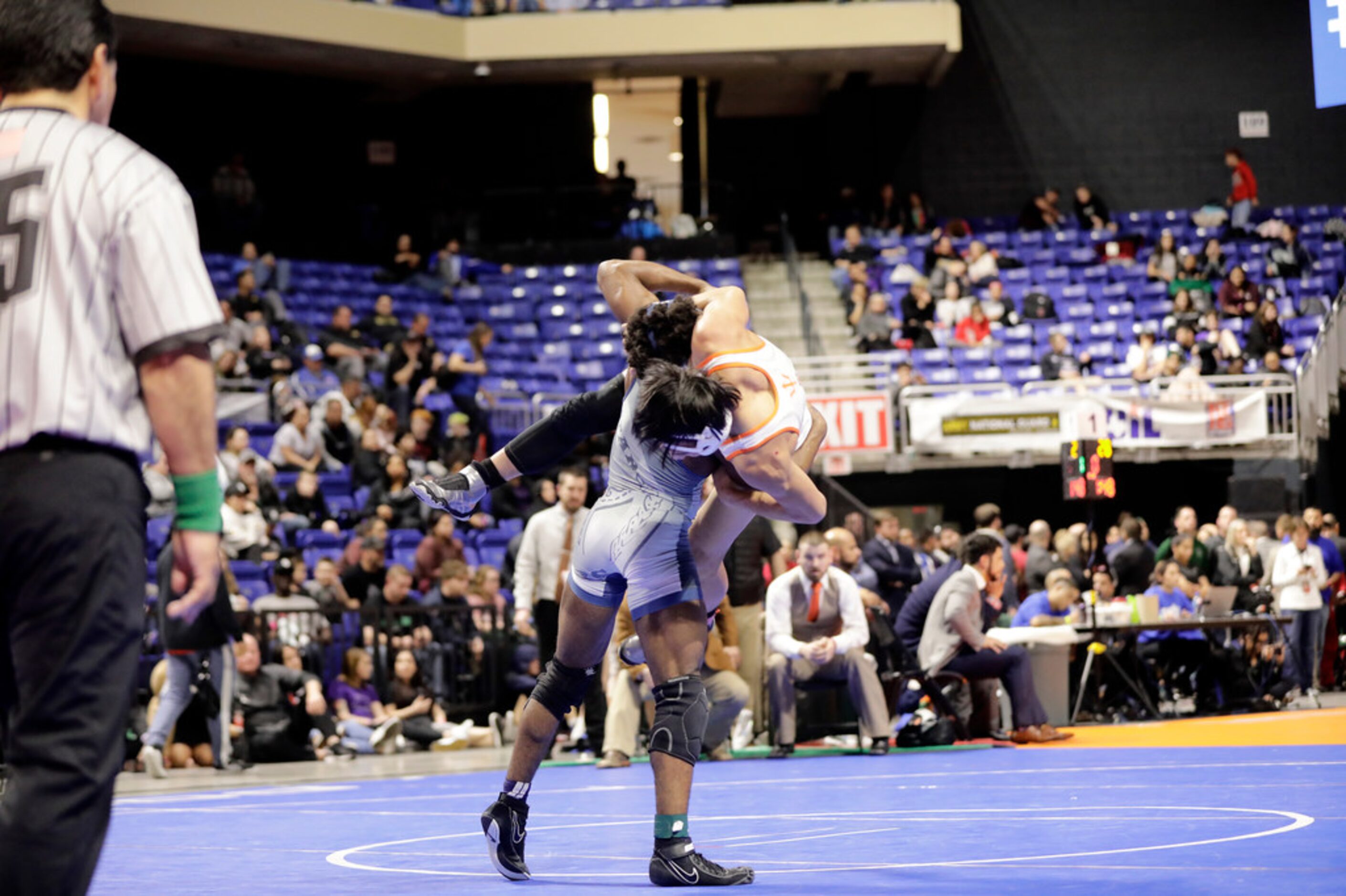 LaÃStot Pleasant of Frisco Lone Star wrestles during the UIL Texas State Wrestling...