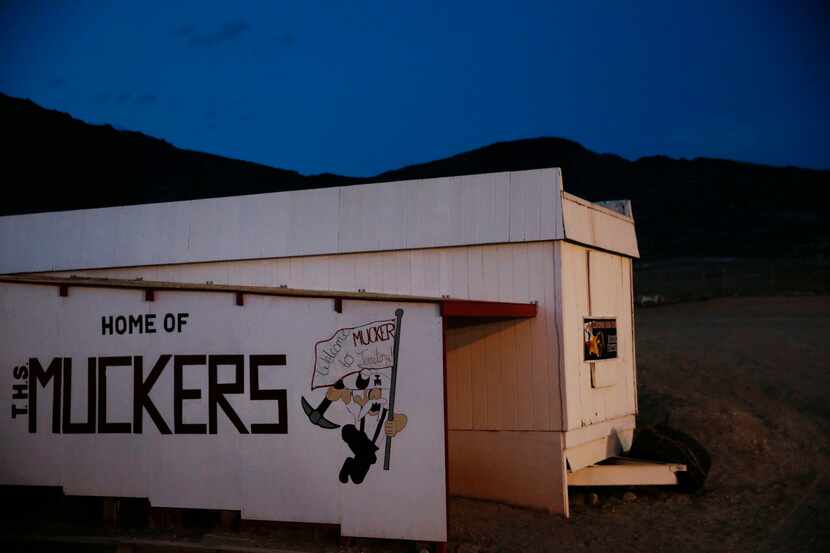  The view of the Tonopah player locker room during a high school football game between...