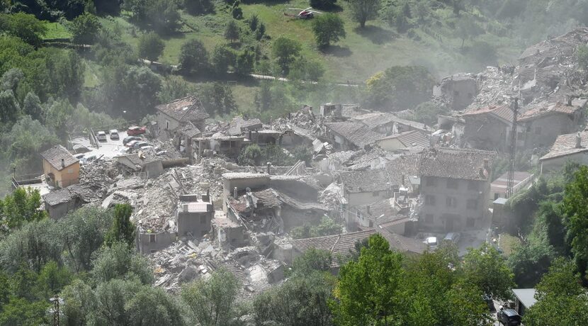 A view of Pescara del Tronto in central Italy, which was heavily damaged by an earthquake...