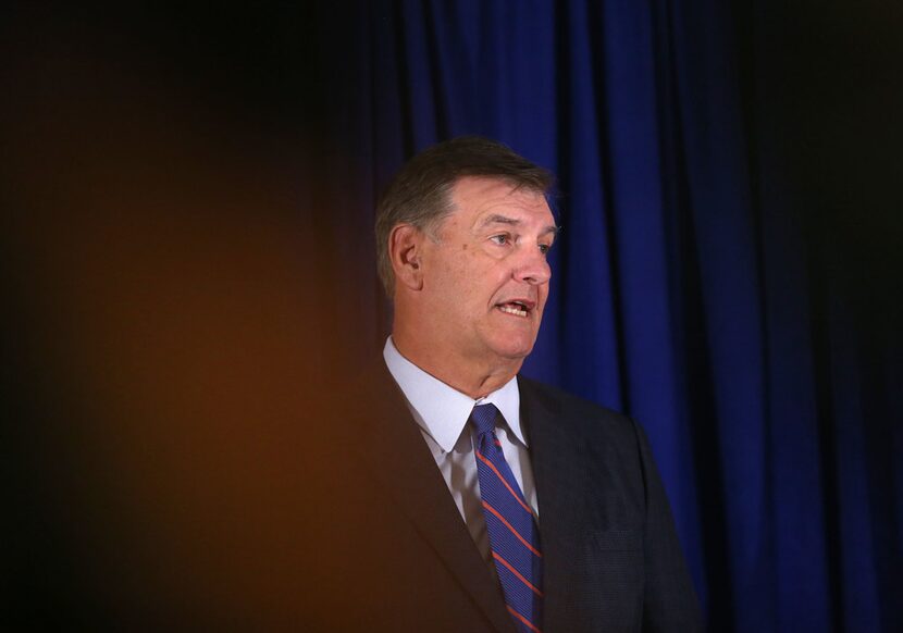 Dallas Mayor Mike Rawlings, speaking at the VisitDallas news conference Thursday, said he...