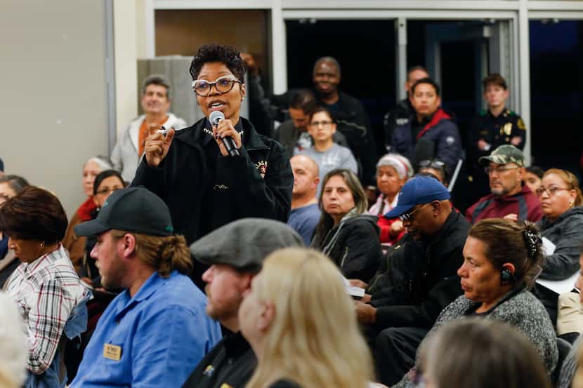 Dallas Police Chief U. Renee Hall spoke during a listening session hosted by the Police...