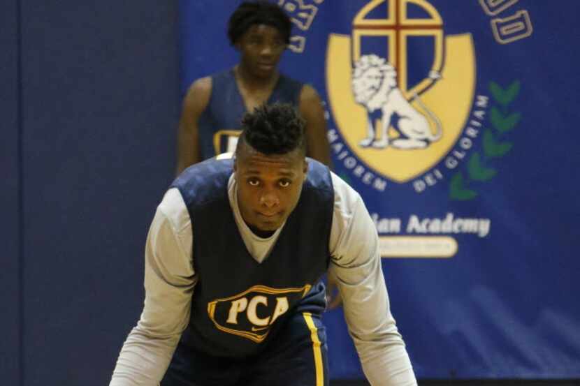 Prestonwood Christian Academy basketball player Schnider Herard is pictured at practice on...