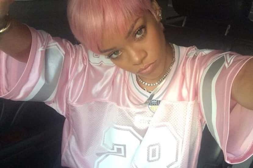 Rihanna tweeted this picture of her in a pink jersey on May 22nd, 2014. 