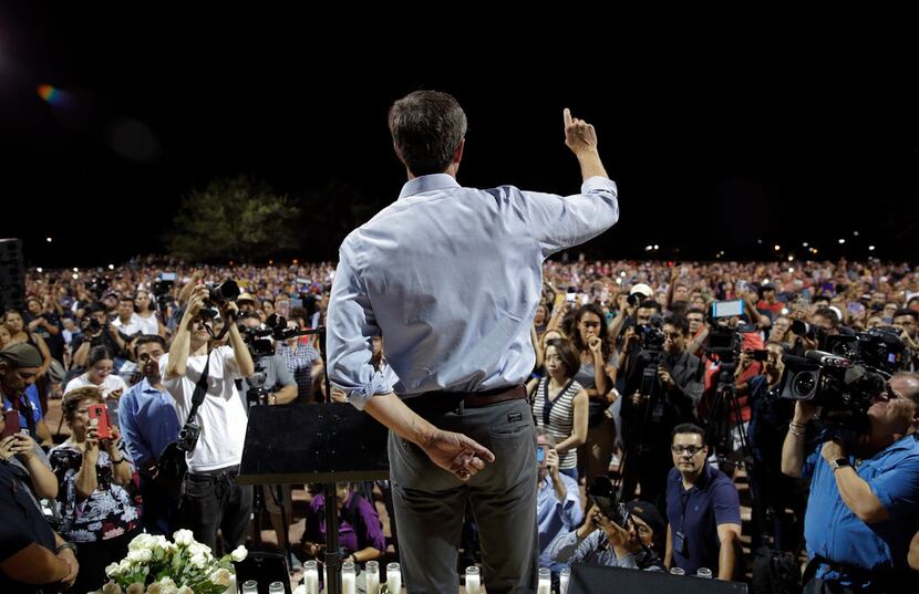Democratic presidential candidate and former Texas Rep. Beto O'Rourke speaks during a vigil...