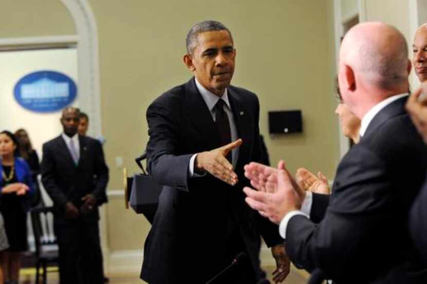 
President Barack Obama shook hands with law enforcement leaders from across the country...