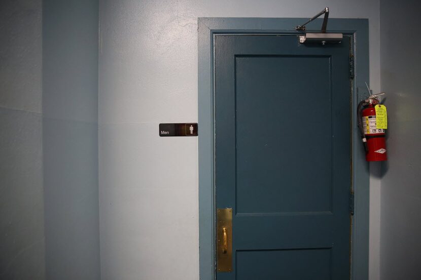 The men's restroom at the Harrold ISD schoolhouse.