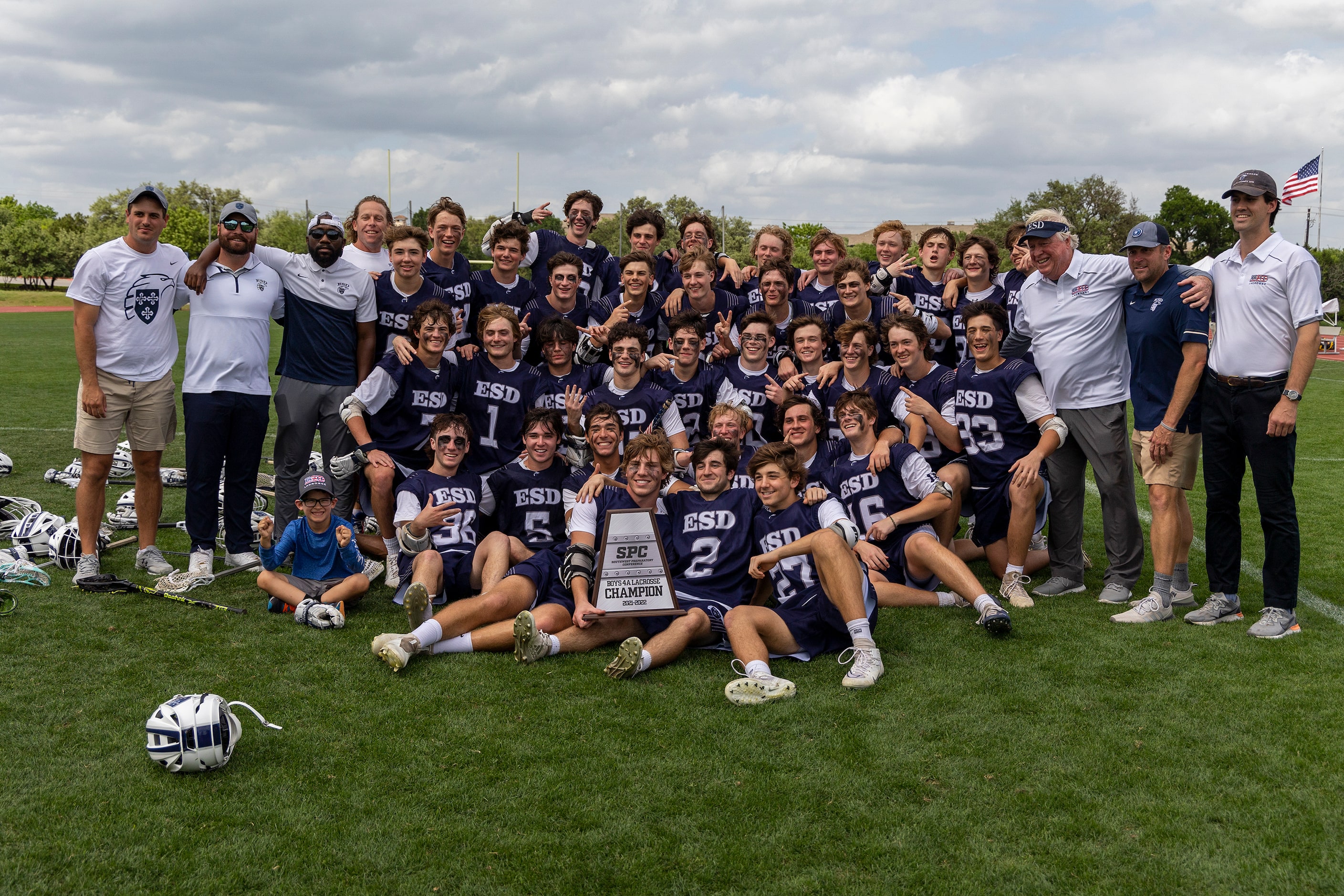 Episcopal School of Dallas celebrates a 14-5 win over St. Mark's during the Southwest...