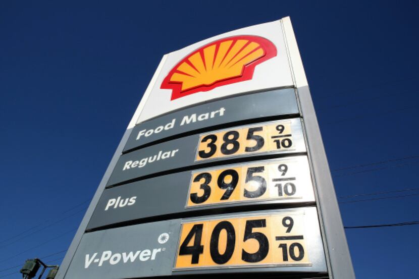 Gas prices over $4 per gallon are displayed in front of a Shell gas station on Feb. 25 in...