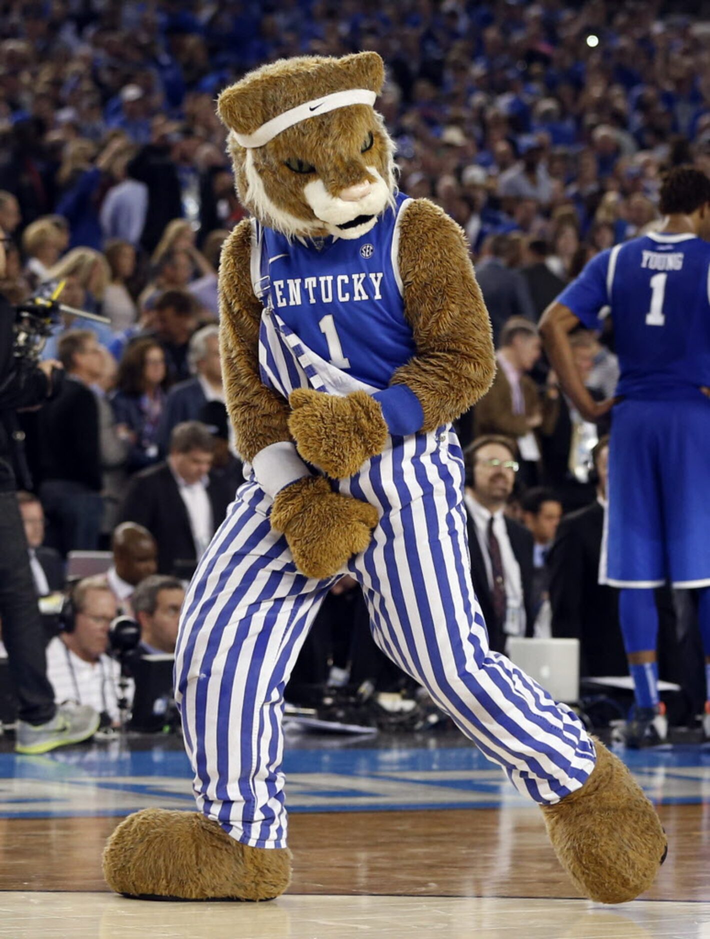 Kentucky Wildcats mascot during the second half of a semifinal game between the Kentucky...