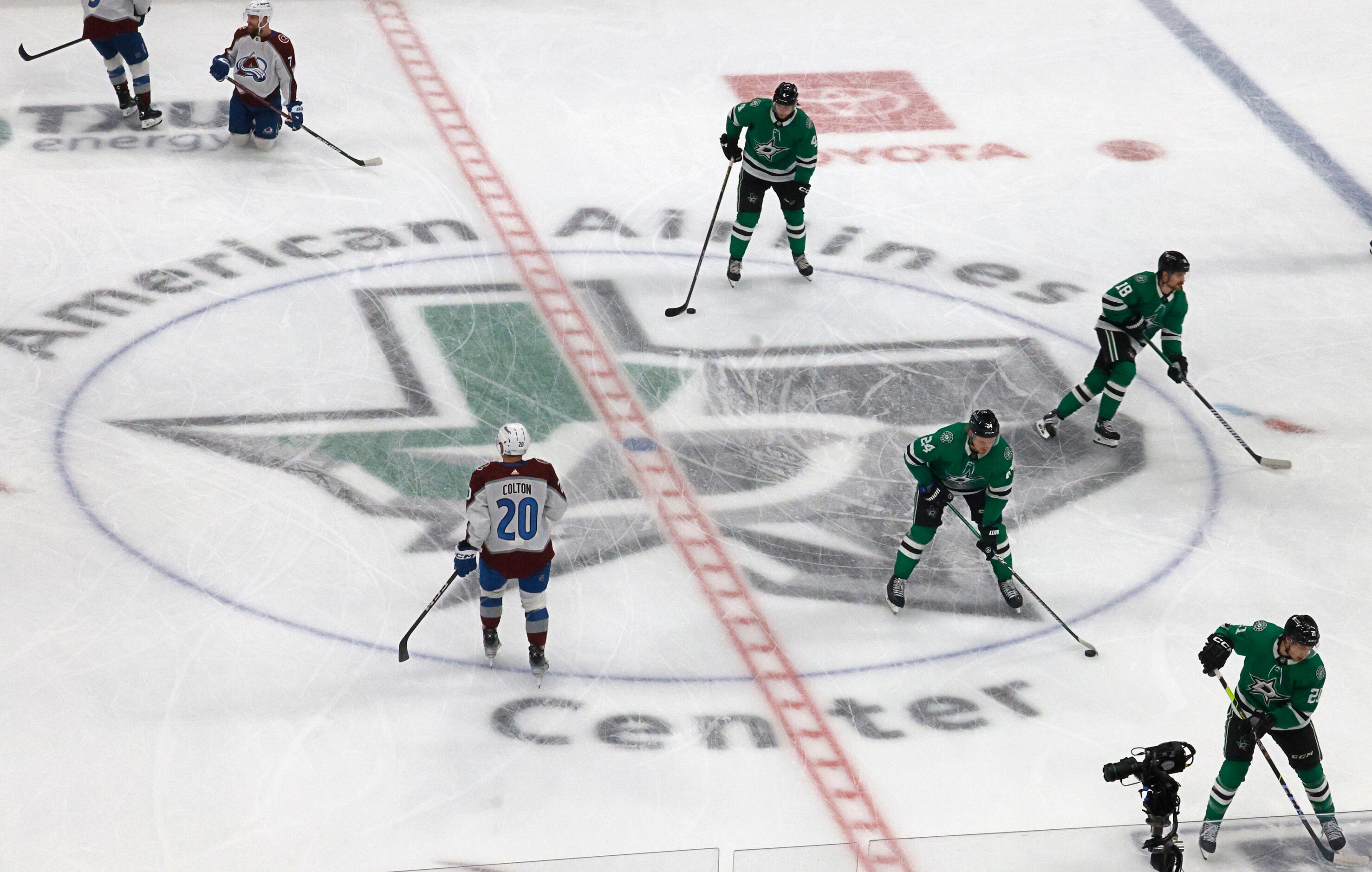 Players skate in warm-ups prior to the Game 2 of an NHL hockey Stanley Cup second-round...