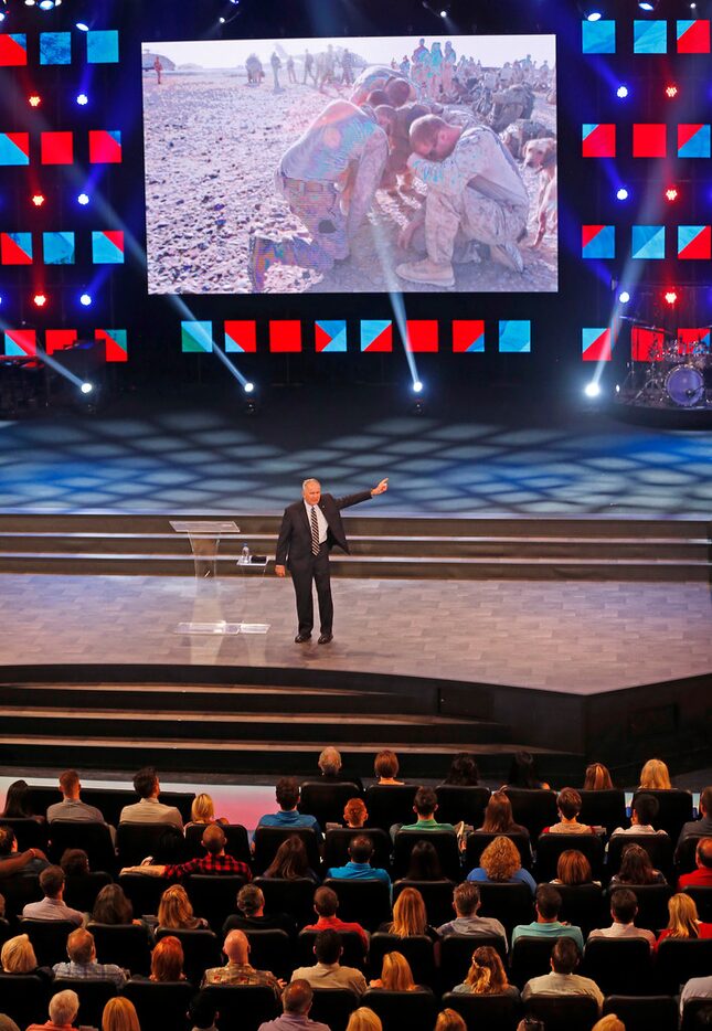 Lt. Col. Oliver North, the incoming president of the National Rifle Association, speaks at...