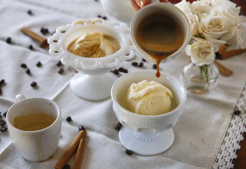 
To make Cinnamon Affogato, add one shot of espresso (or very strong coffee) to a scoop of...