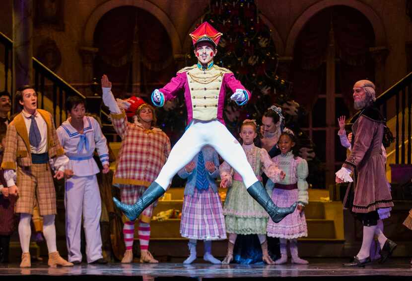 Drake Humphreys performs as the Nutcracker during a dress rehearsal of Texas Ballet...