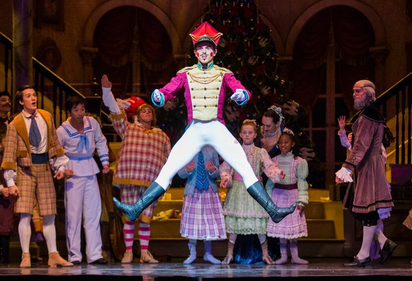 Drake Humphreys performs as the Nutcracker during a dress rehearsal of Texas Ballet...