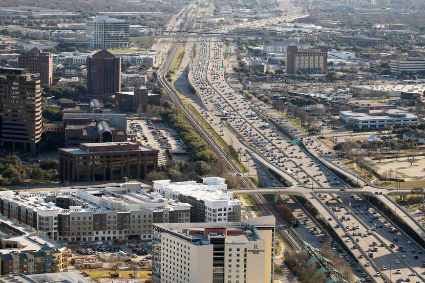 Traffic along Central Expressway in Richardson, Texas on Friday, February 28, 2020.