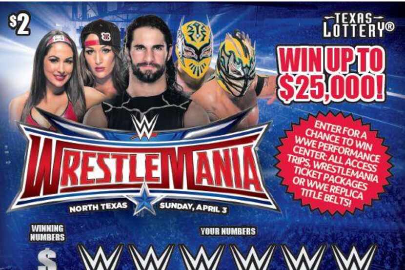 A sample of the WWE scratch-off card from the Texas Lottery