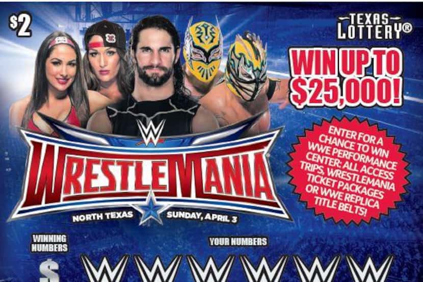 A sample of the WWE scratch-off card from the Texas Lottery