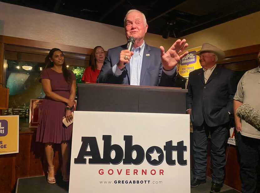 Texas Railroad Commission Chairman Wayne Christian celebrates leading his Democratic...