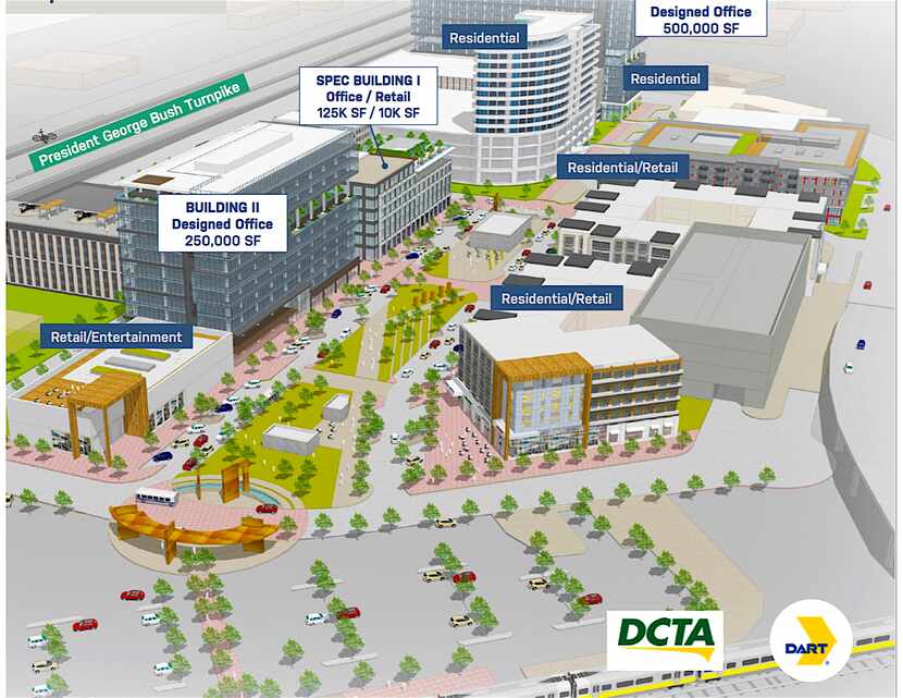 Trinity Mills Station is planned for offices, apartments, retail and a hotel.