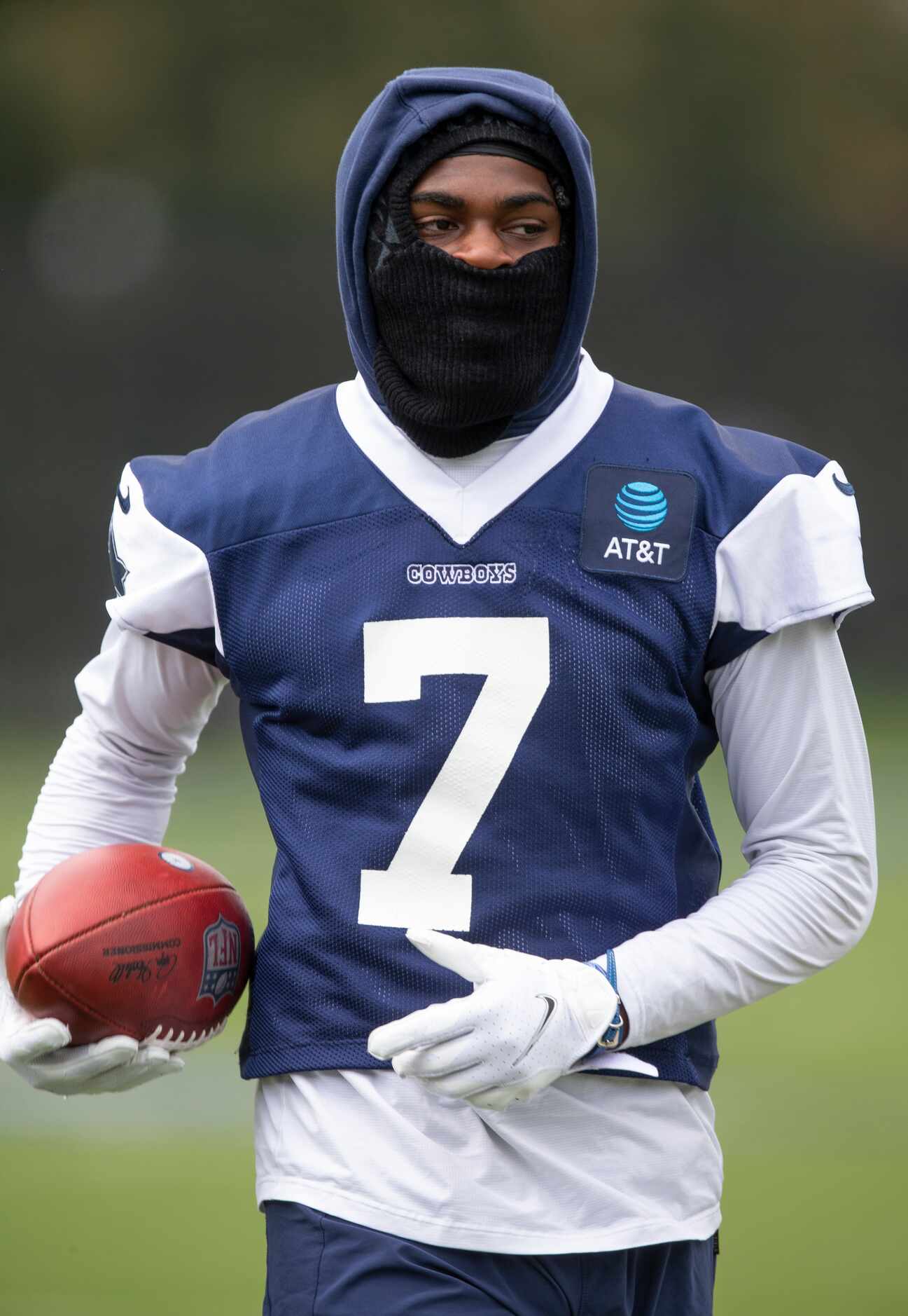 Dallas Cowboys cornerback Trevon Diggs (7) participates in drills during practice at The...