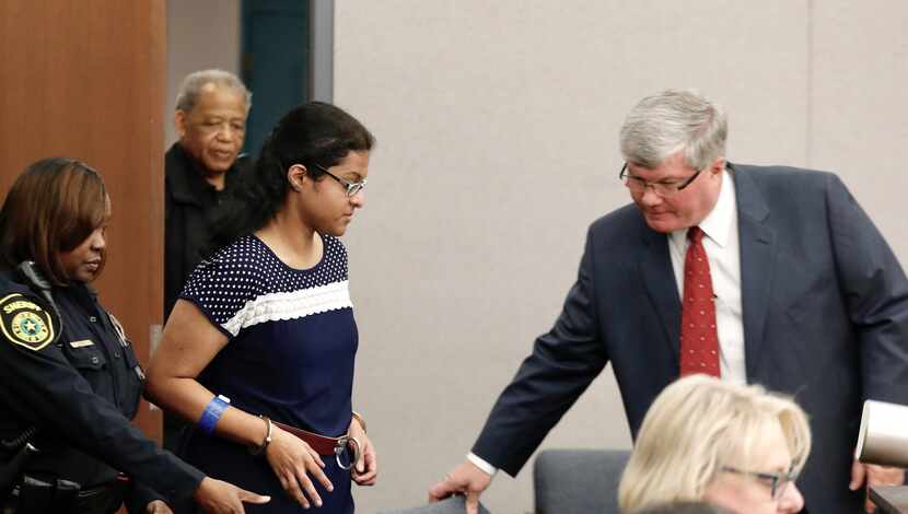 Sini Mathews, mother of Sherin Mathews, enters Judge Cheryl Lee Shannon's courtroom at the...