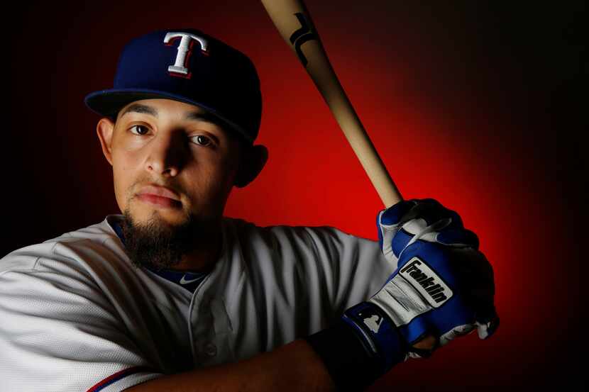 Texas Rangers infielder Rougned Odor stands for a portrait during the Rangers media day in...