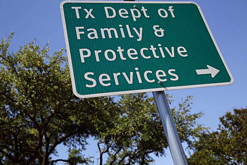 A sign outside of the Texas Department of Family and Protective Services office in a 2016...