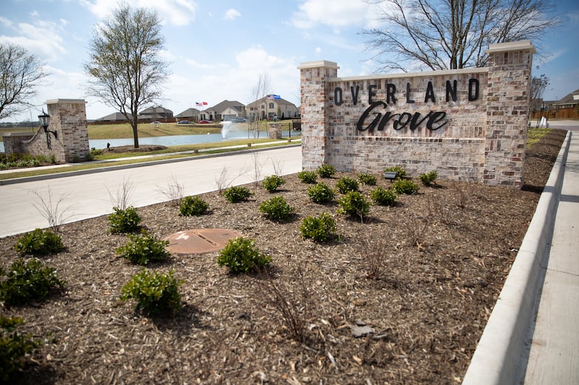 The front entrance of the new Overland Grove community in Forney.