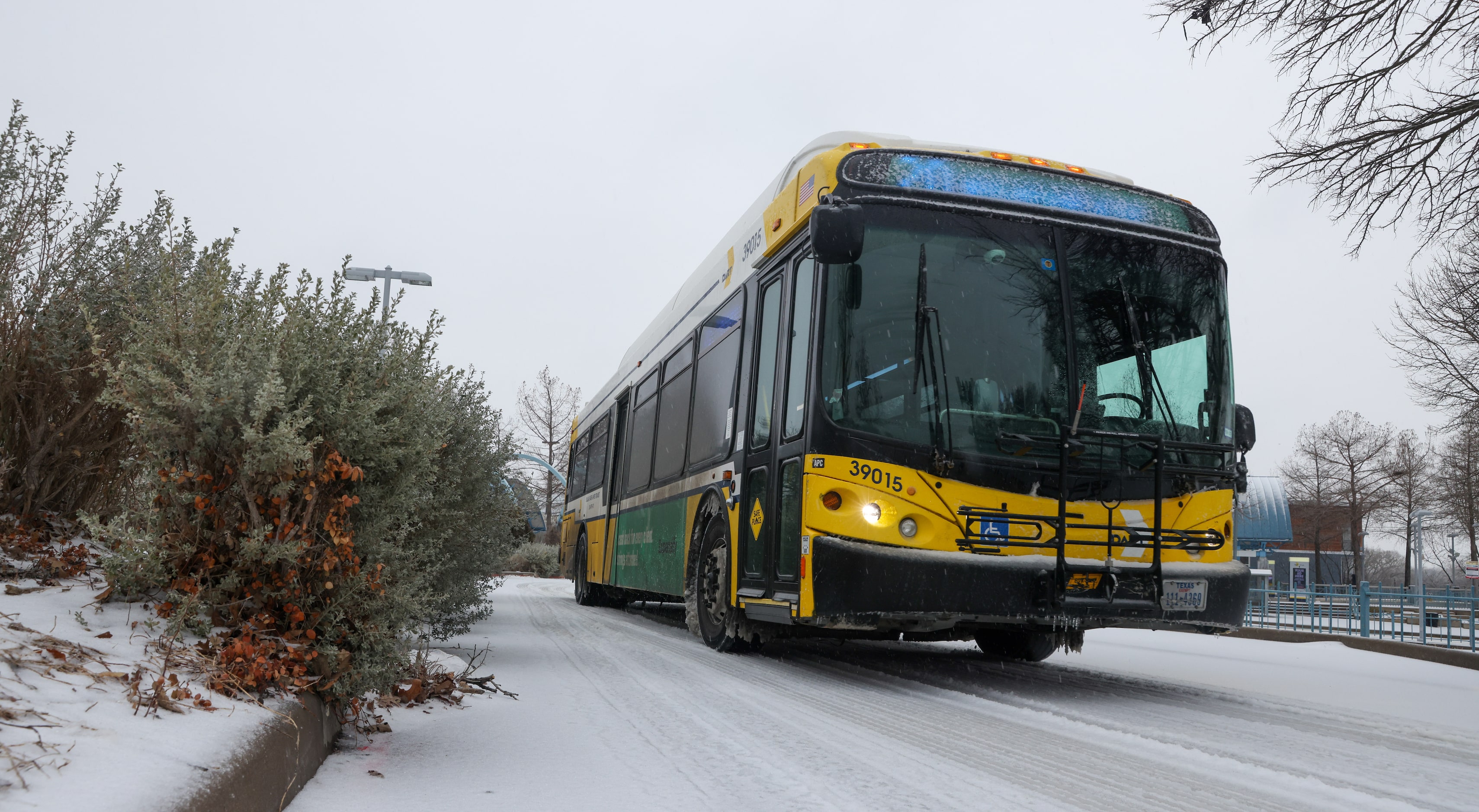 A Dallas Area Rapid Transit bus leaves the White Rock Station in Dallas on Tuesday, Jan. 31,...