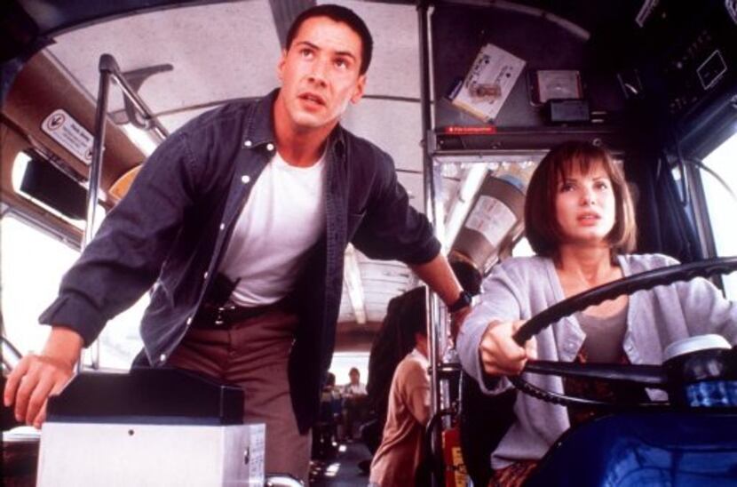 Keanu  Reeves and Sandra Bullock in "Speed"