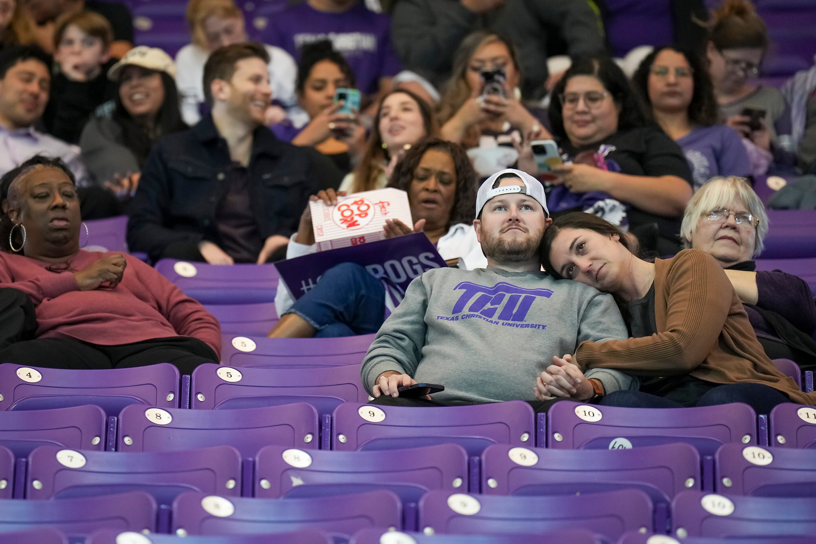 TCU fans watch the third quarter during a College Football Playoff National Championship...