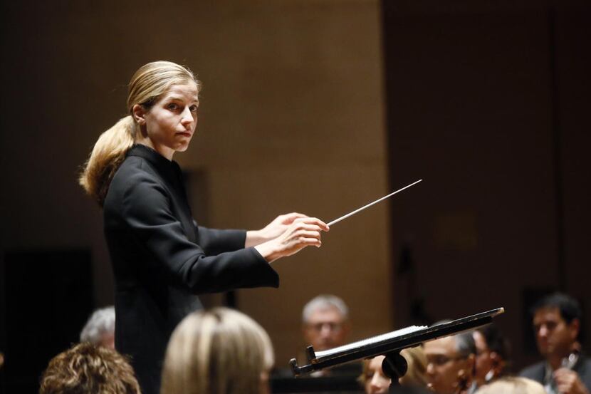 Karina Canellakis, DSO assistant conductor, conducts Carlos Chávez's "Sinfonía India" during...