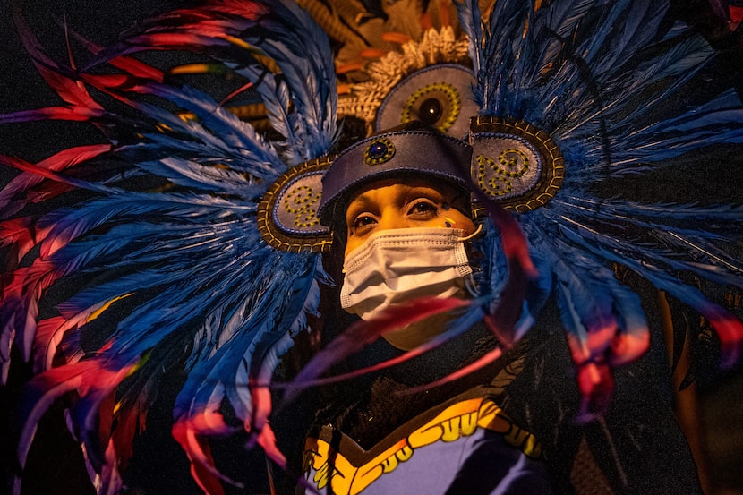 Rosario Flores, leader of Danza Chichimecas San Miguel de Arcángel, posed for a portrait...