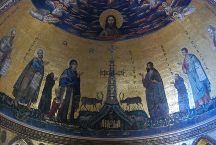 Colorful mosaics from the 12th century decorate the basilica of Rome's church of San...