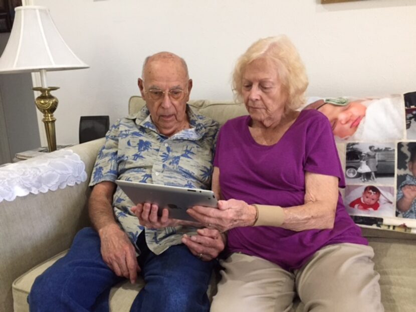 John and Dolly Blumn of Garland view Frontier's office dance video. After Frontier took over...