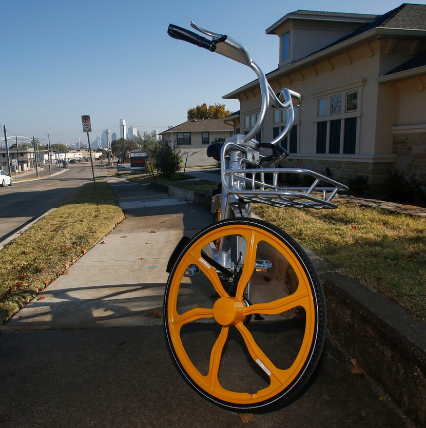 A Vbike was stranded along Zang Boulevard on Wednesday.