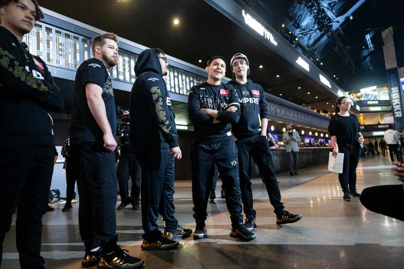 The Dallas Empire team waits to compete against the Chicago Huntsmen in the Call of Duty...
