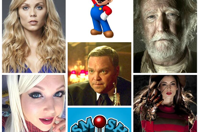 Clockwise from top left: Laura Vandervoort, Mario (voiced by Charles Martinet), Scott...
