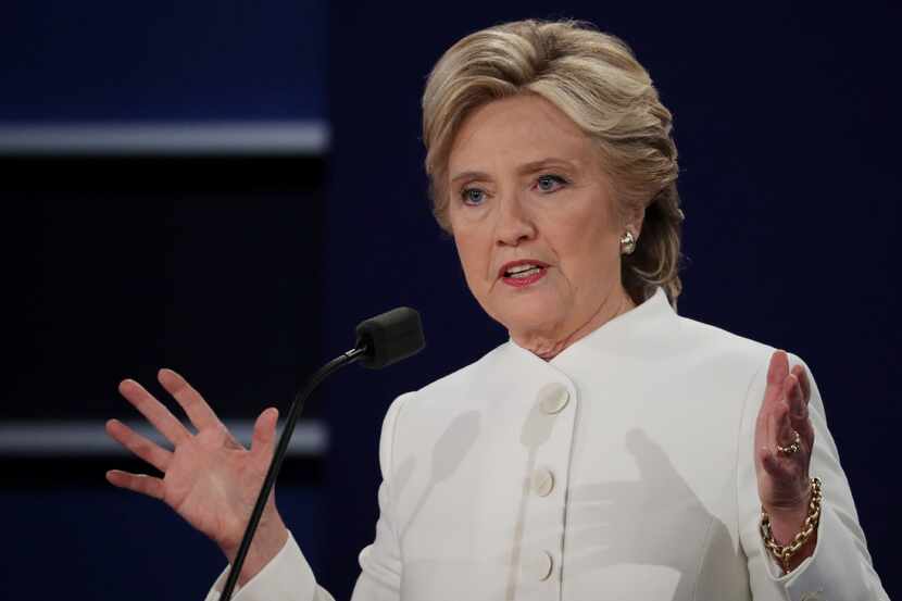 Hillary Clinton speaks during the third and final presidential debate in Las Vegas. (Chip...
