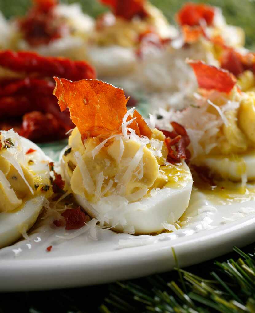 Baked Prosciutto Deviled Eggs 