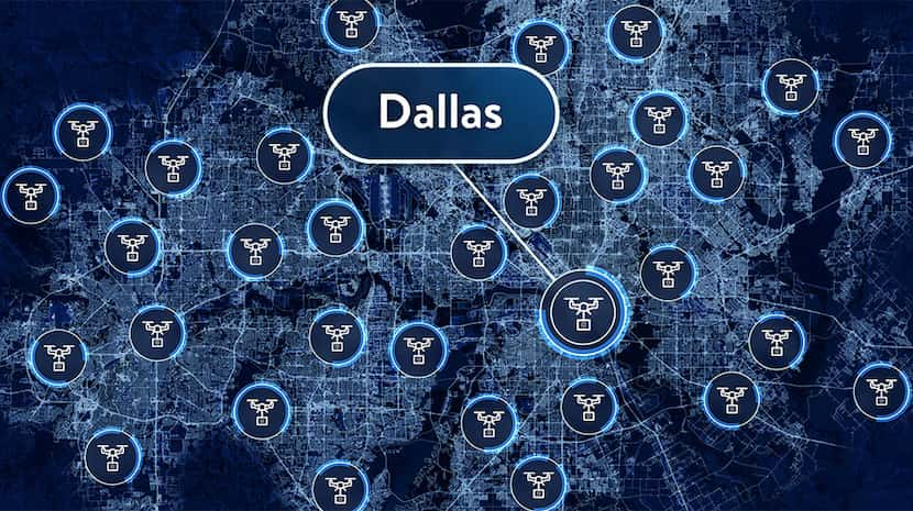 A geographic visualization of where Walmart said it will make drone deliveries with its...