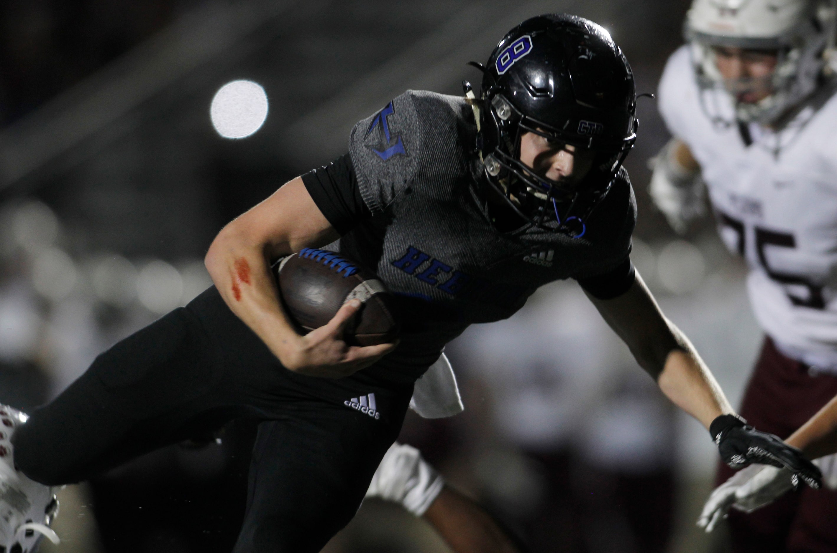 Hebron running back Emmet Nicaud (8) dives into the end zone for a 2nd quarter rushing...