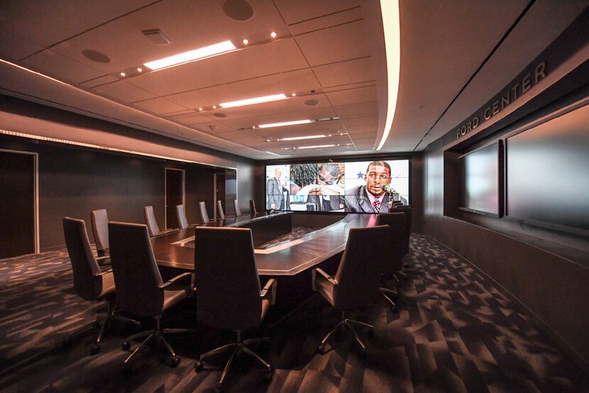 A look at the Dallas Cowboys' new NFL draft "war room" at the team's new headquarters at The...