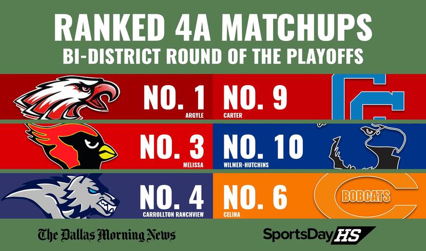 Ranked 4A matchups in the bi-district round of the playoffs.