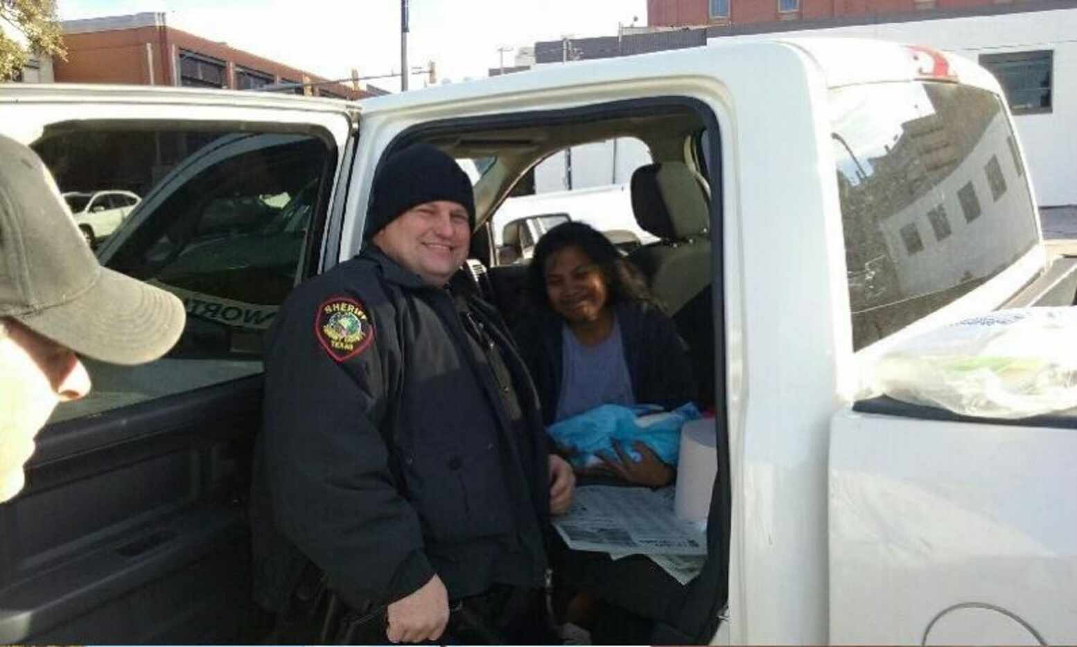 Tarrant County Sheriff's Deputy Chris Carmichael and Prialinda Aliati after Carmichael...