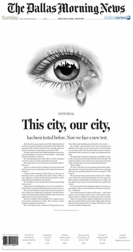 The Dallas Morning News front page, July 10, 2016