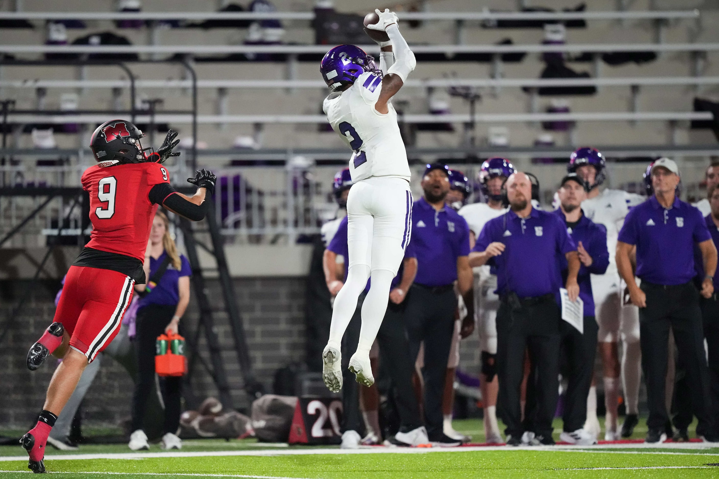 Anna defensive back Zadian Gentry (2) intercepts a pass intended for Melissa wide receiver...